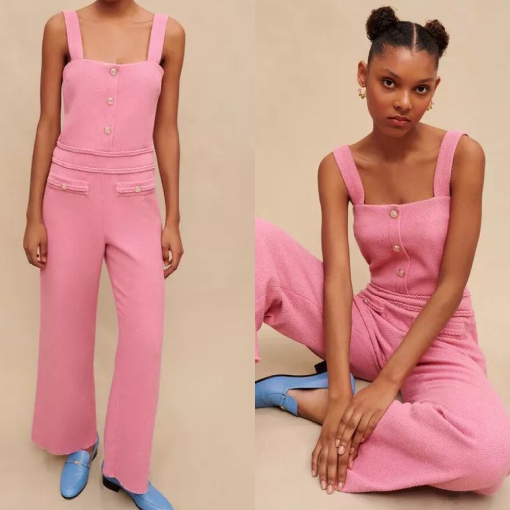 Maje pink tweed jumpsuit SIZE 8 or 38